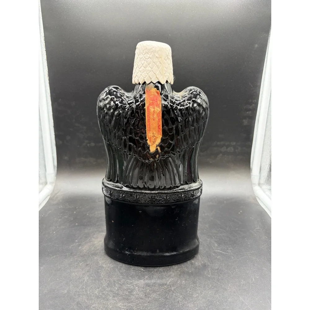 Vintage Fleischmanns Bicentennial Eagle Decanter Black Glass Bourbon Bottle